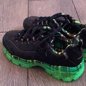 New green plaid sketchers